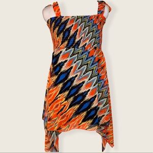 Allen B. Shoulder tie bandeau colorful dress